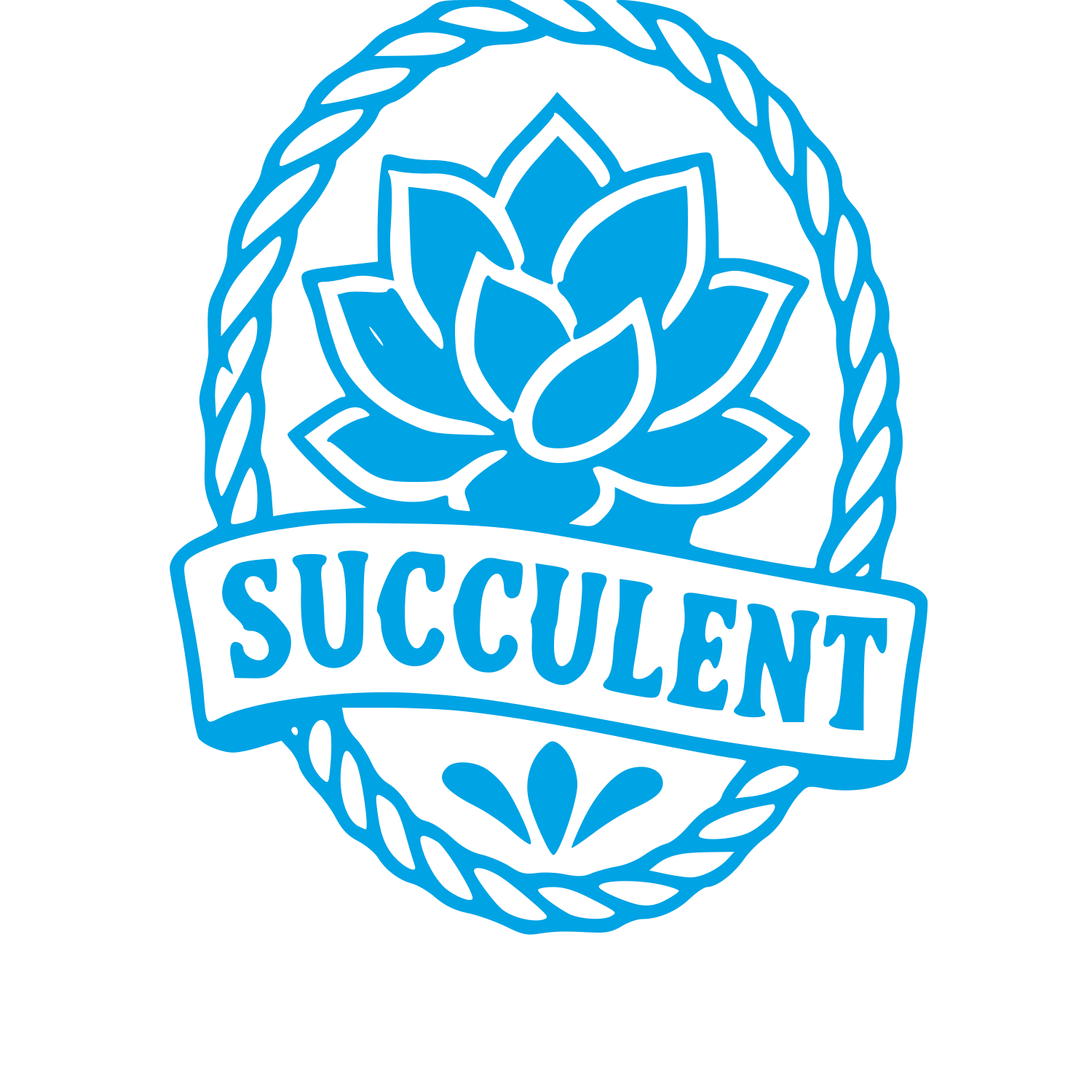 Tattoo Flash Succulent Badge Logo #00a3e4