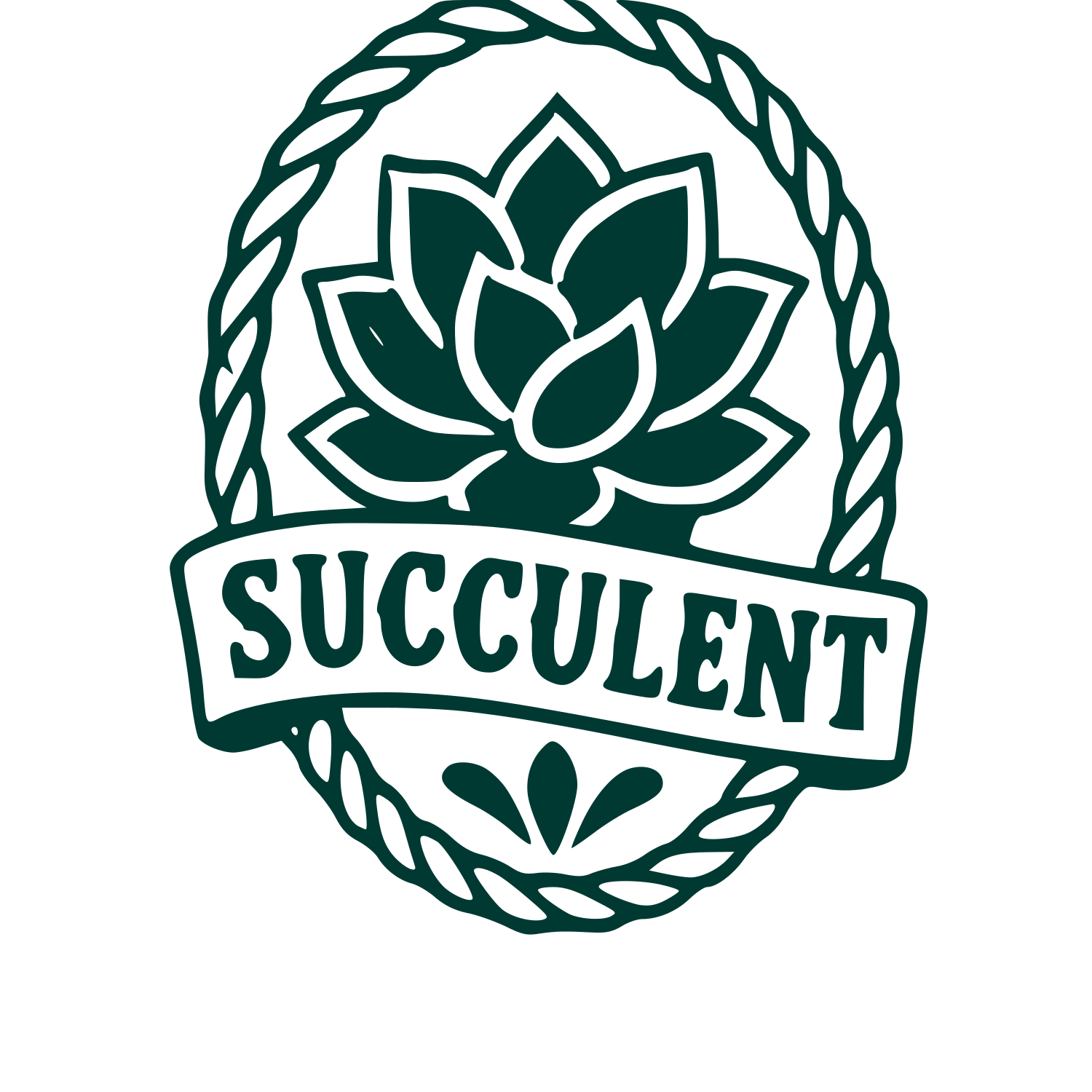 Tattoo Flash Succulent Badge Logo #003932
