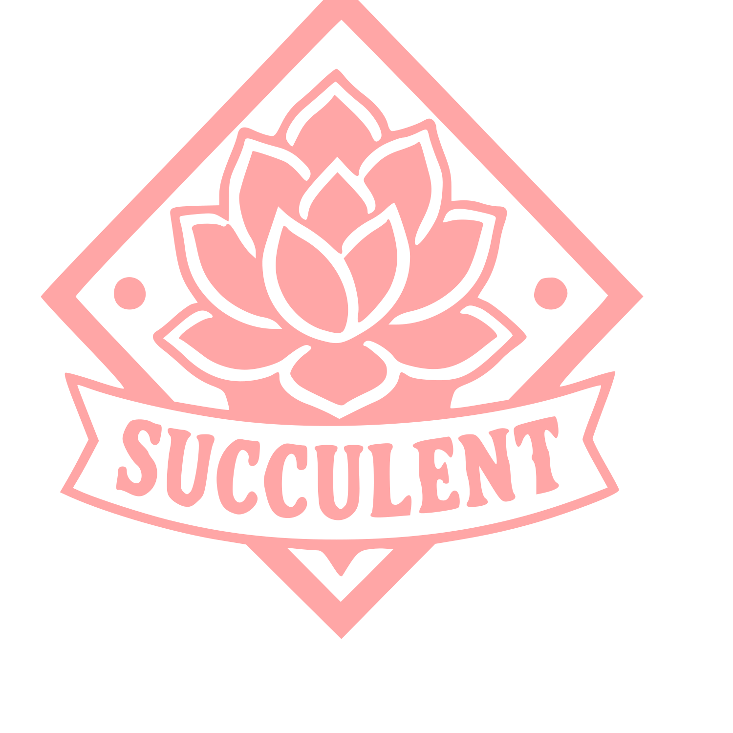 Succulent Flower Diamond Badge Logo #ffa6a6