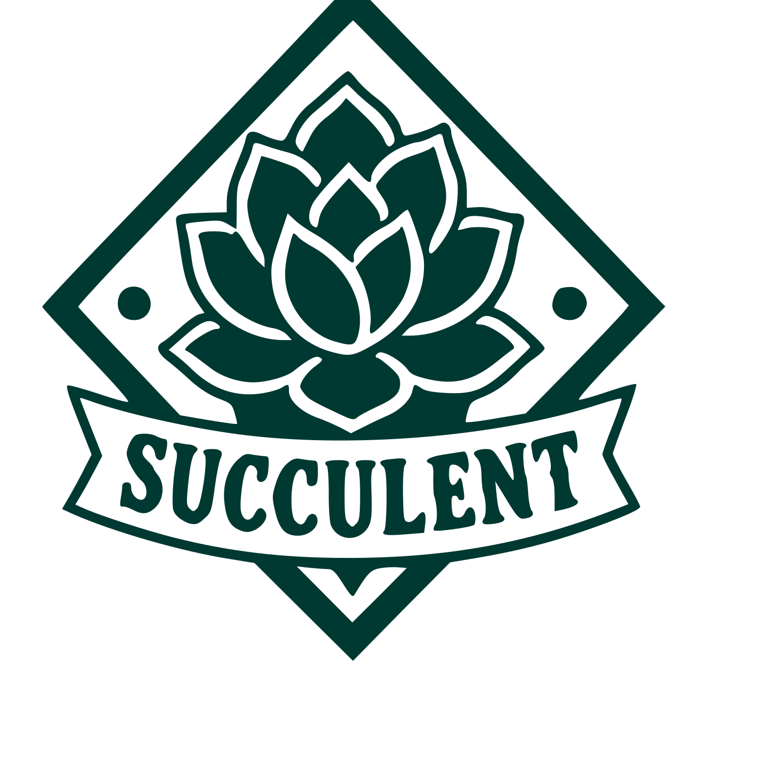 Succulent Flower Diamond Badge Logo #003932