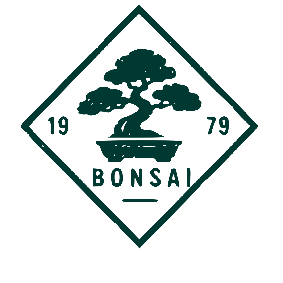 Bonsai Tree Diamond Badge Logo #003932