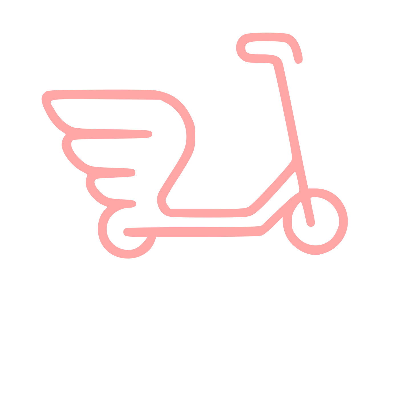 Winged Scooter Monoline Logo #ffa6a6
