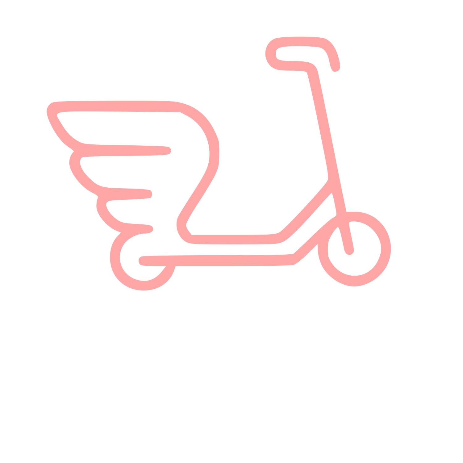 Winged Scooter Monoline Logo #ffa6a6