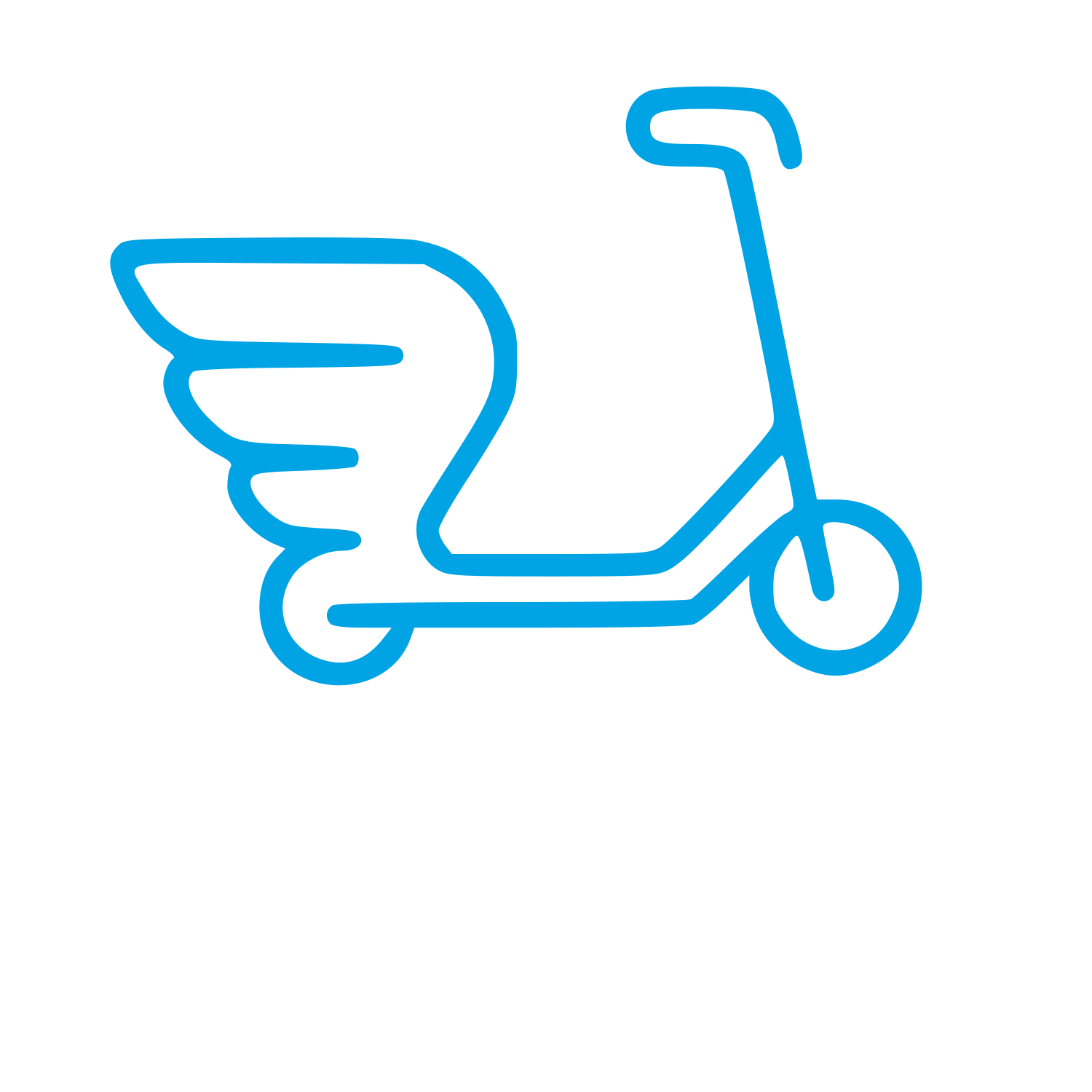 Winged Scooter Monoline Logo #00a3e4