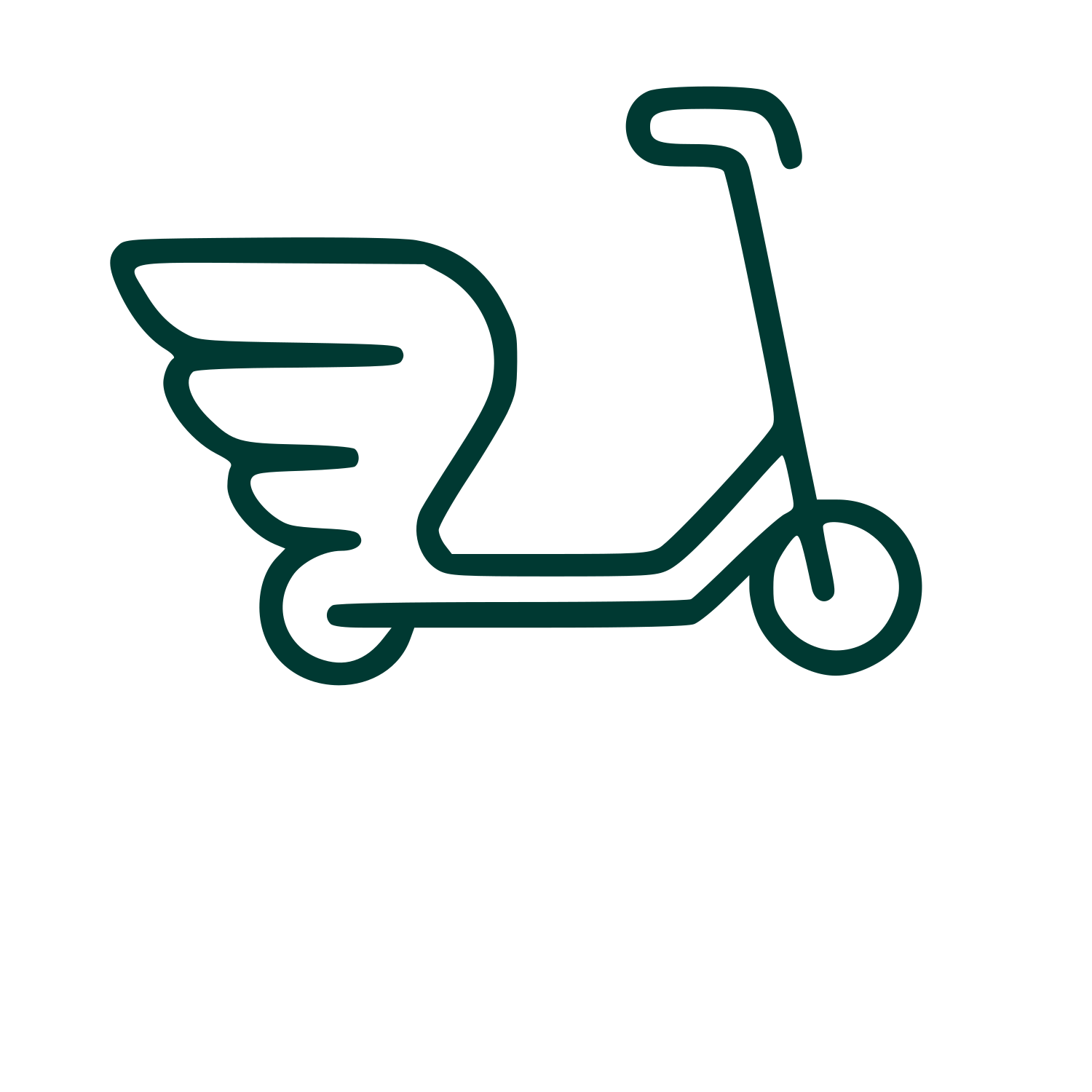Winged Scooter Monoline Logo #003932