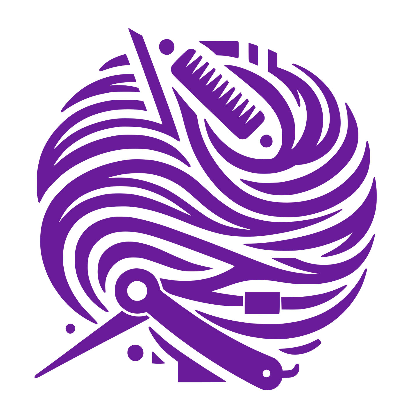 Barber Tools Circular Logo #6A1B9A