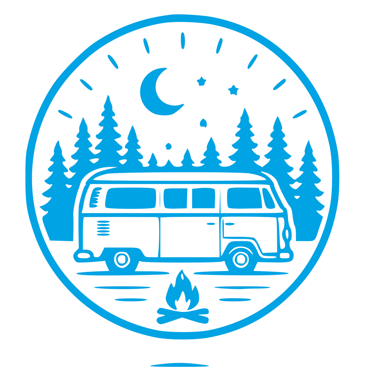 Camper Van Stamp Badge Logo #00a3e4