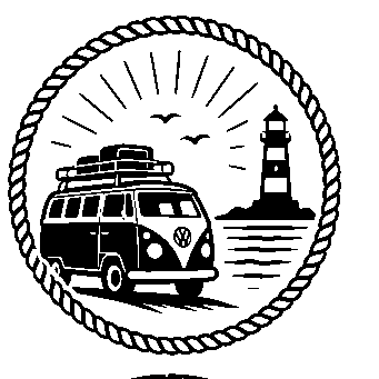 Camper Van Lighthouse Badge Logo