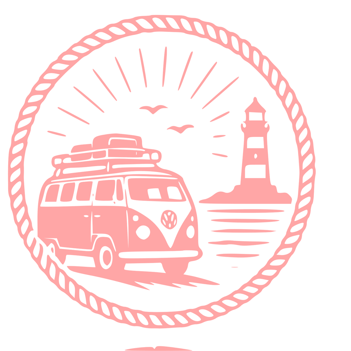 Camper Van Lighthouse Badge Logo #ffa6a6