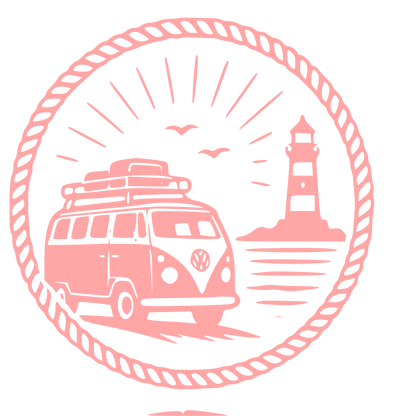 Camper Van Lighthouse Badge Logo #ffa6a6