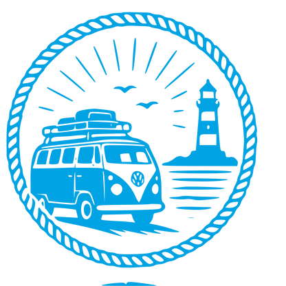 Camper Van Lighthouse Badge Logo #00a3e4