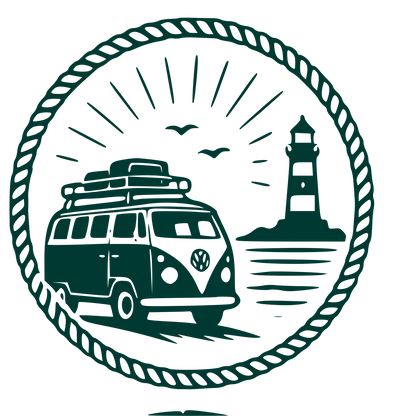 Camper Van Lighthouse Badge Logo #003932