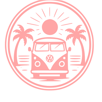 Camper Van Beach Badge Logo #ffa6a6