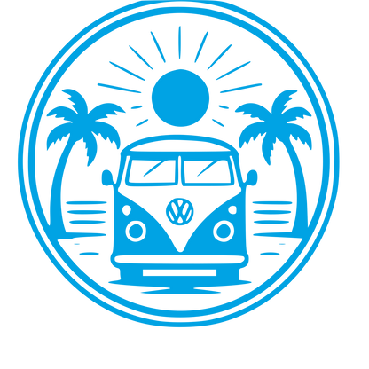 Camper Van Beach Badge Logo #00a3e4