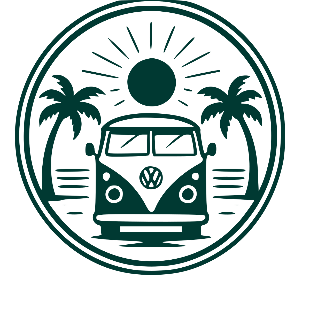 Camper Van Beach Badge Logo #003932