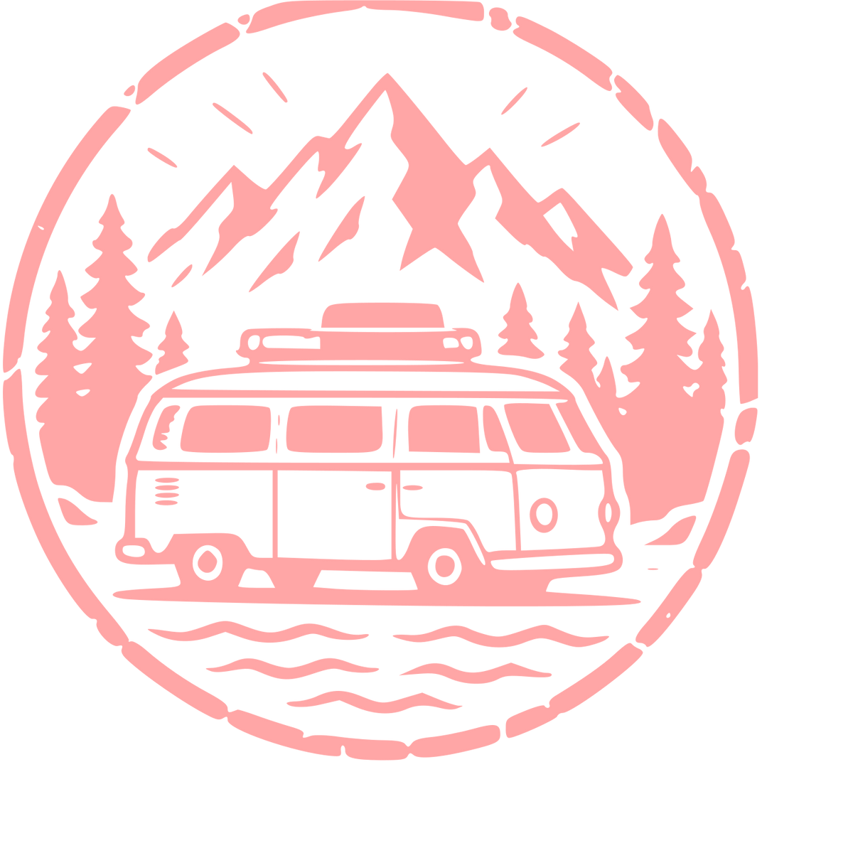 Camper Van Stamp Badge Logo #ffa6a6
