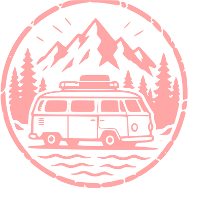 Camper Van Stamp Badge Logo #ffa6a6