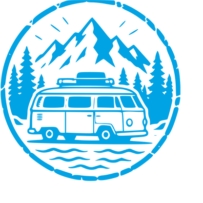 Camper Van Stamp Badge Logo #00a3e4