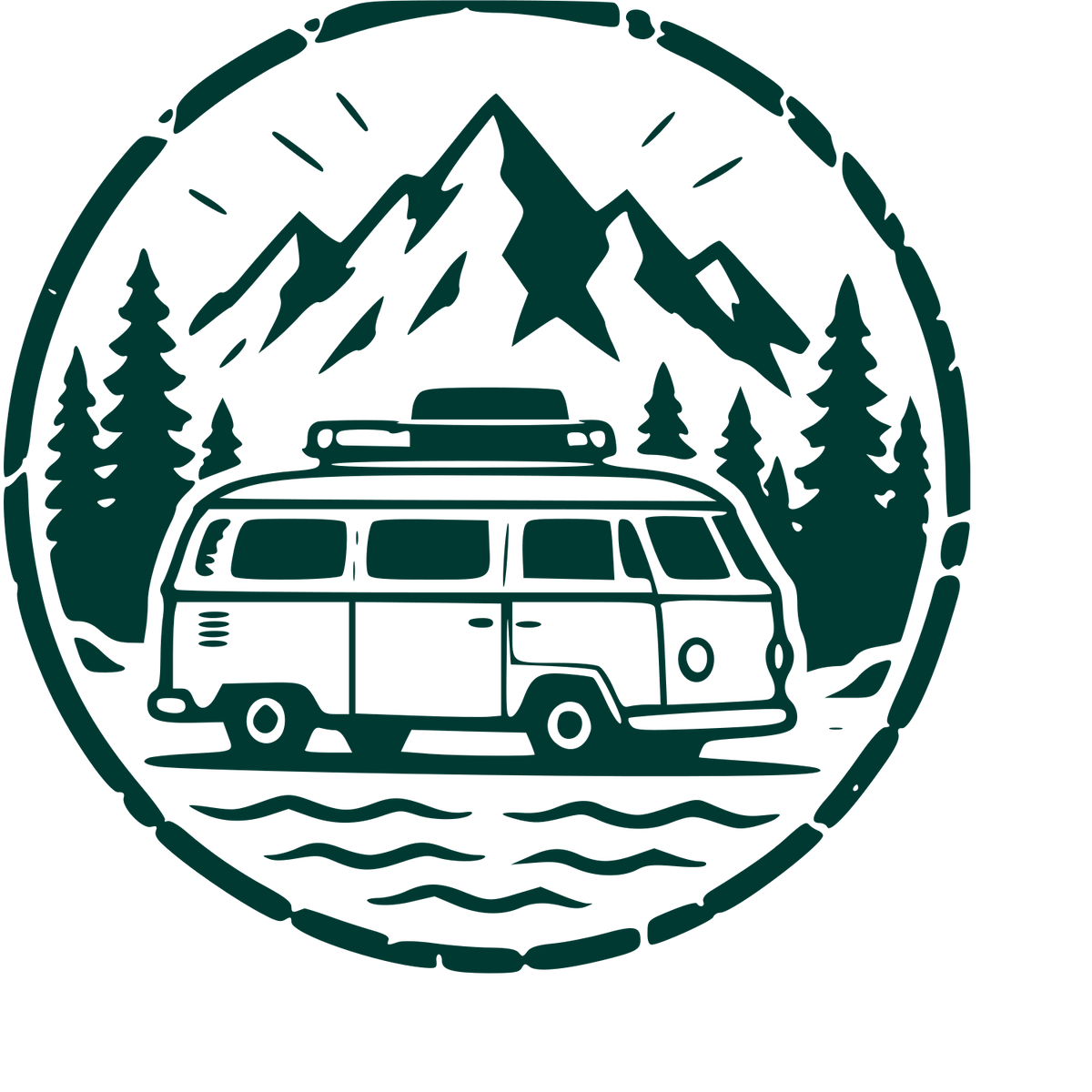 Camper Van Stamp Badge Logo #003932
