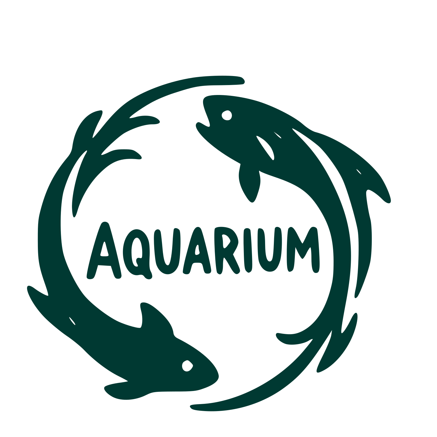 Twin Fish Aquarium Circle Logo #003932