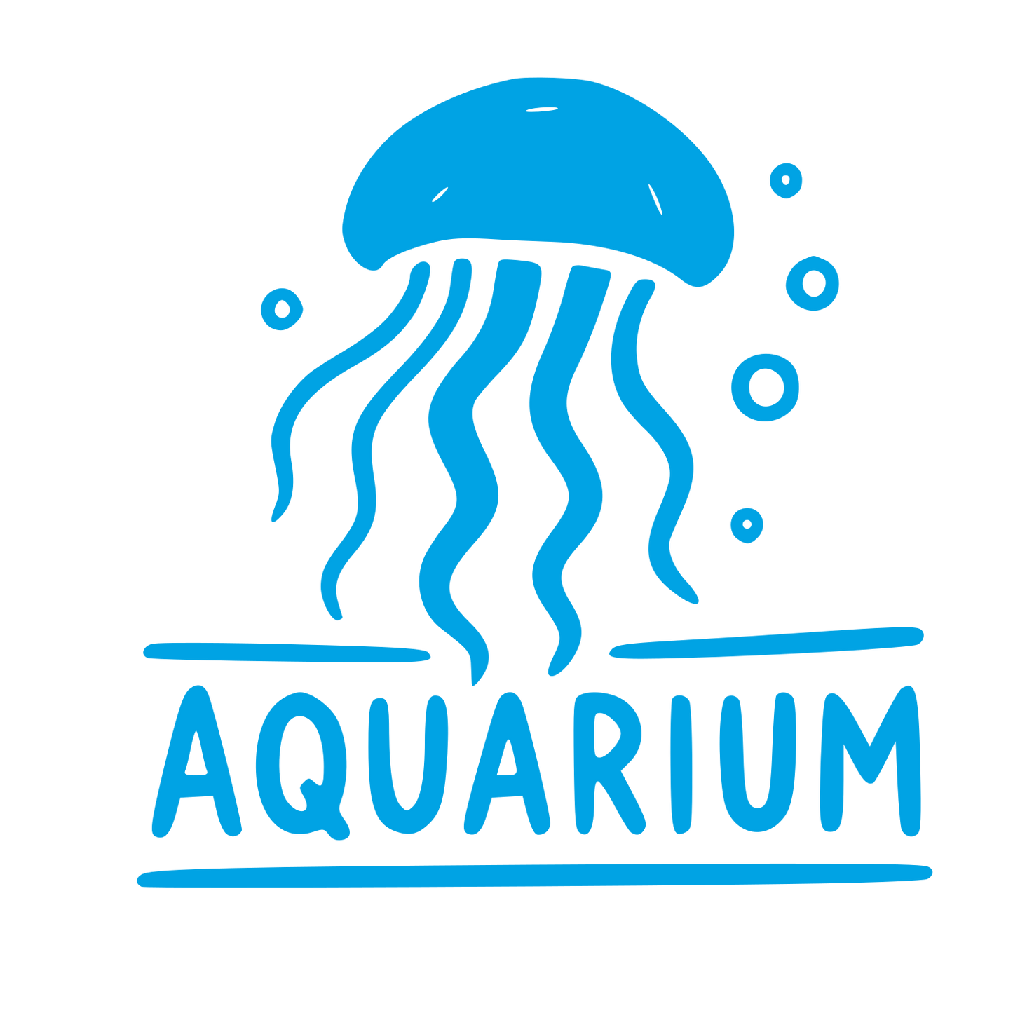 Hand-Drawn Jellyfish Aquarium Logo #00a3e4