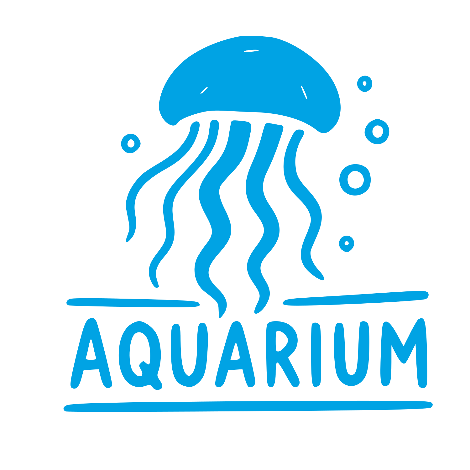 Hand-Drawn Jellyfish Aquarium Logo #00a3e4