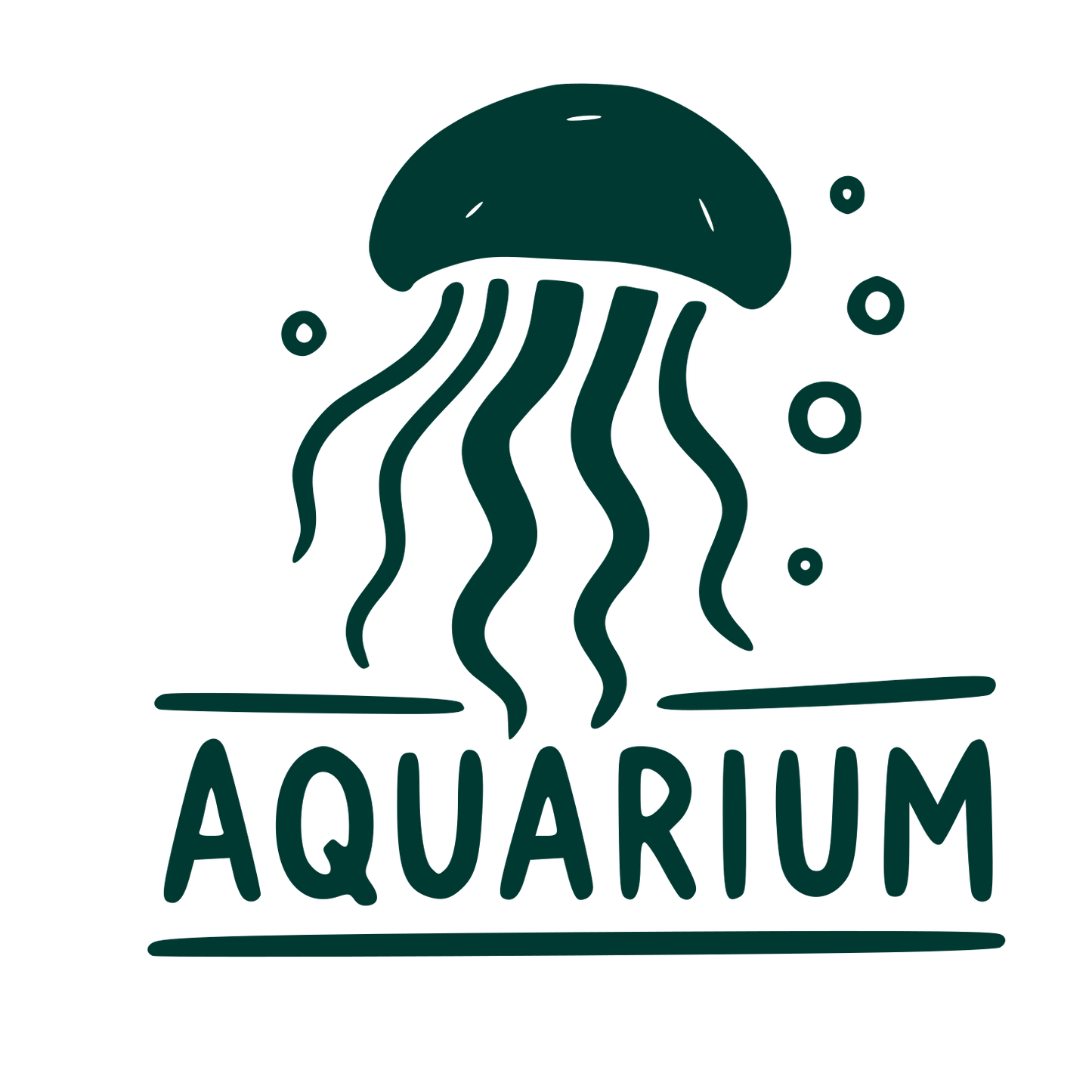 Hand-Drawn Jellyfish Aquarium Logo #003932