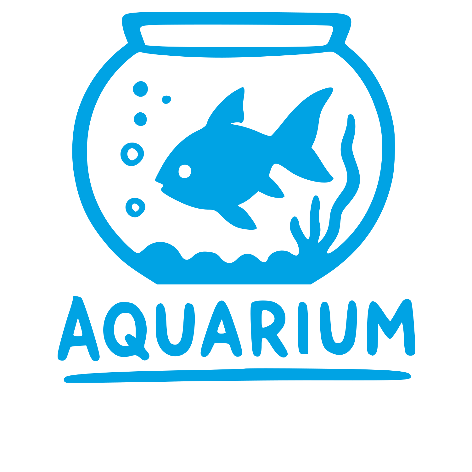 Hand-Drawn Aquarium Fish Bowl Logo #00a3e4