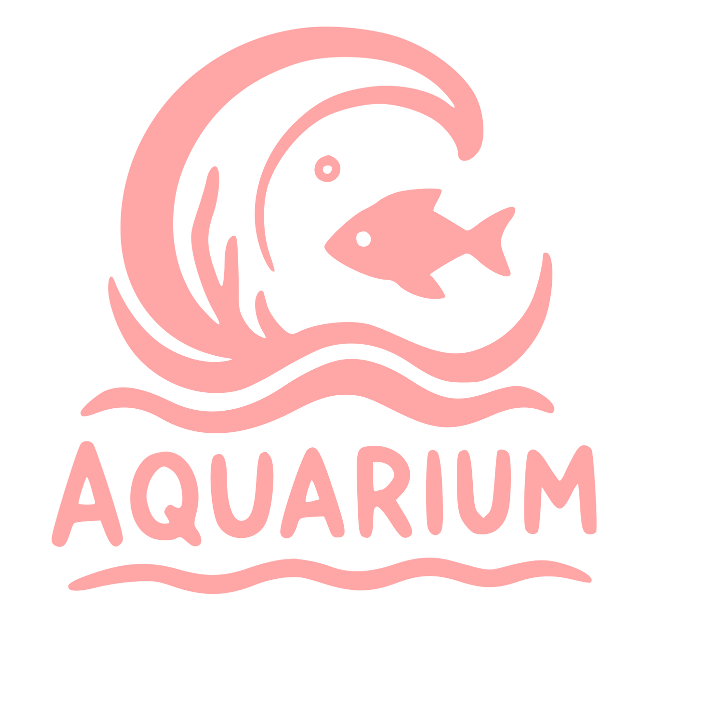 Hand-Drawn Aquarium Wave Fish Logo #ffa6a6