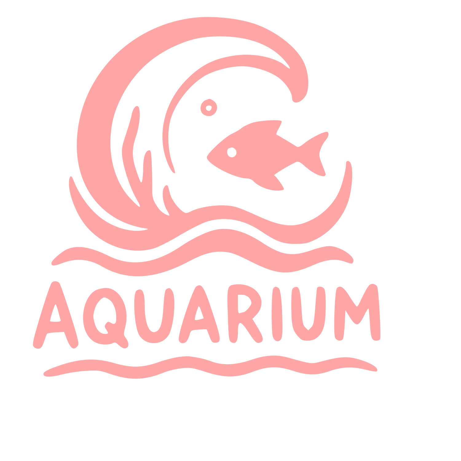 Hand-Drawn Aquarium Wave Fish Logo #ffa6a6
