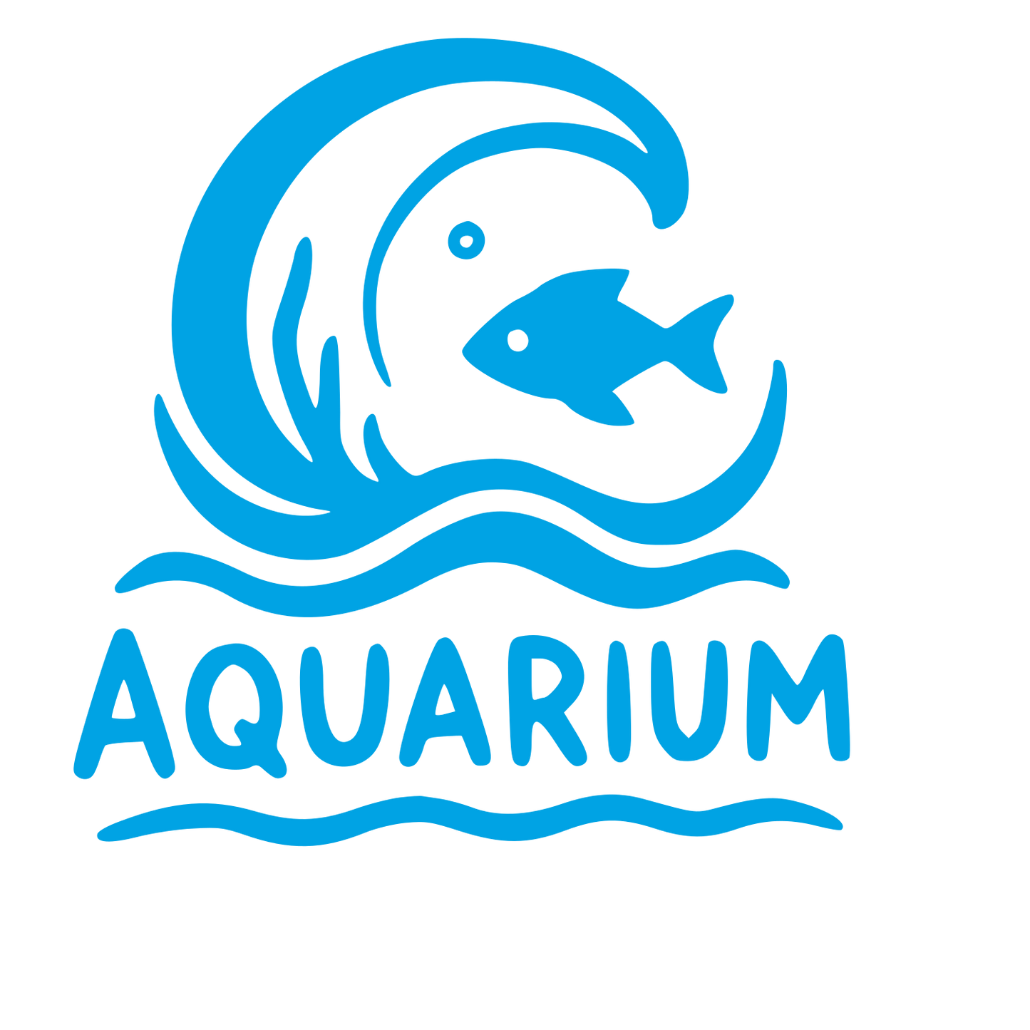 Hand-Drawn Aquarium Wave Fish Logo #00a3e4