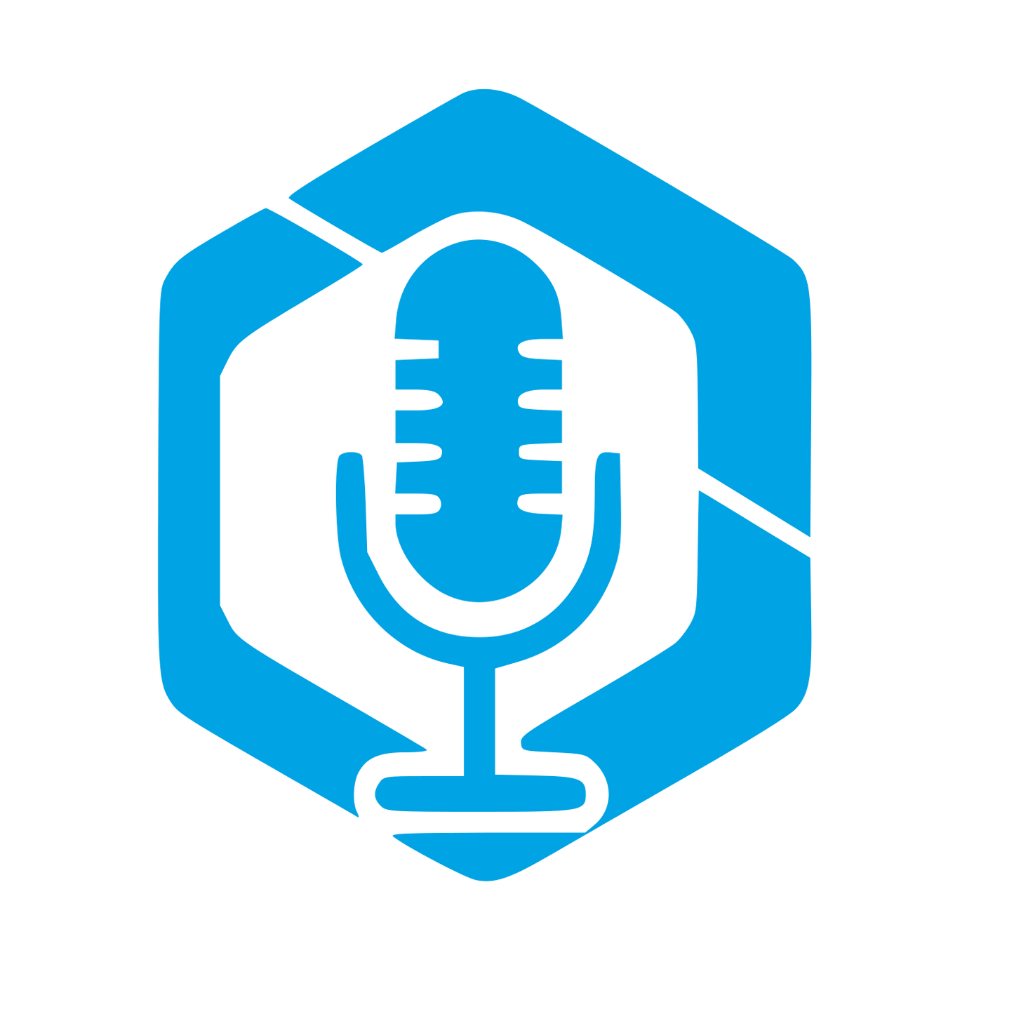 Microphone Hexagon Badge Logo #00a3e4