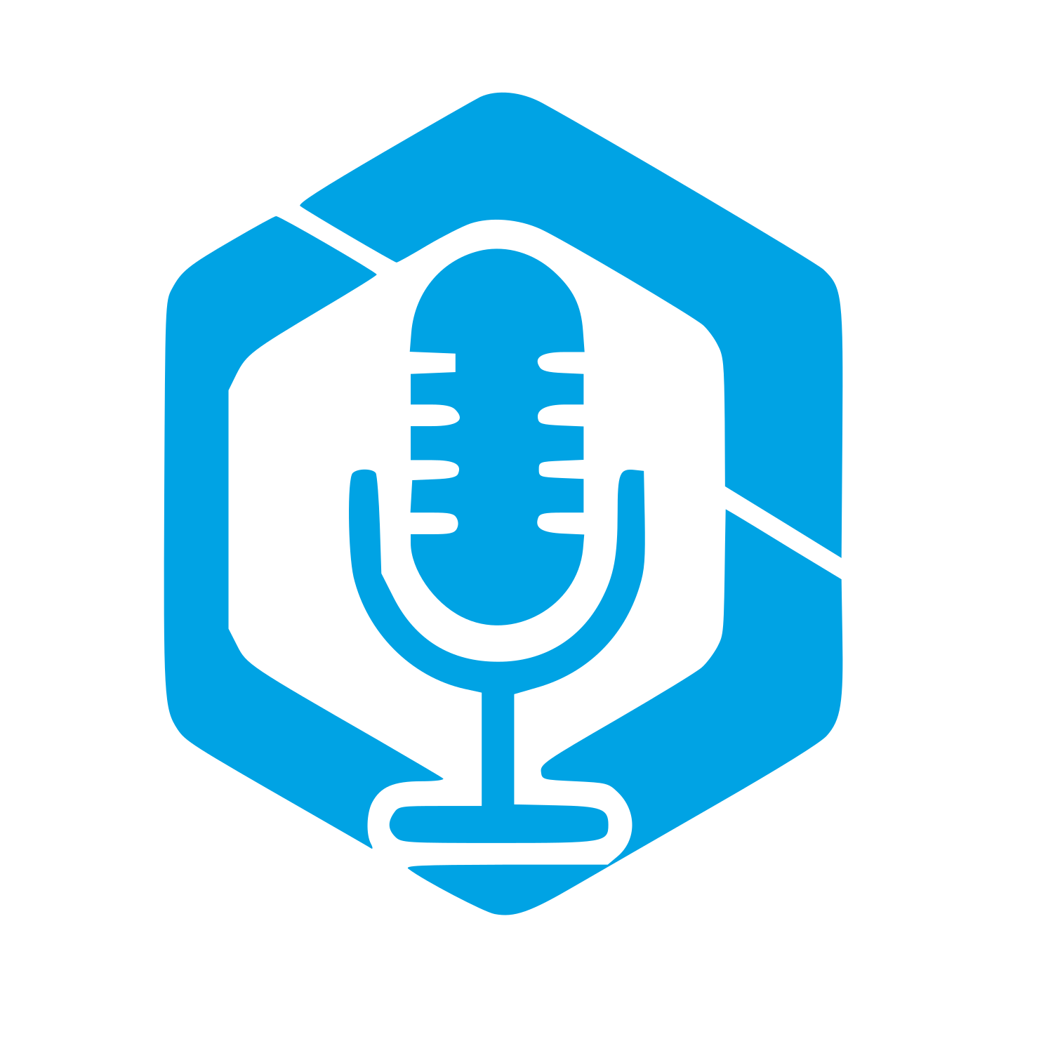 Microphone Hexagon Badge Logo #00a3e4