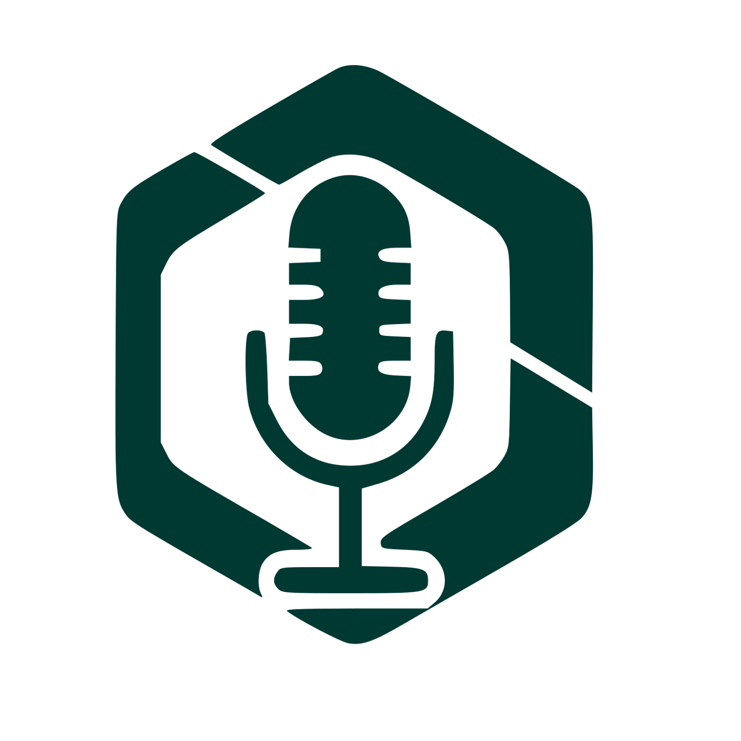 Microphone Hexagon Badge Logo #003932