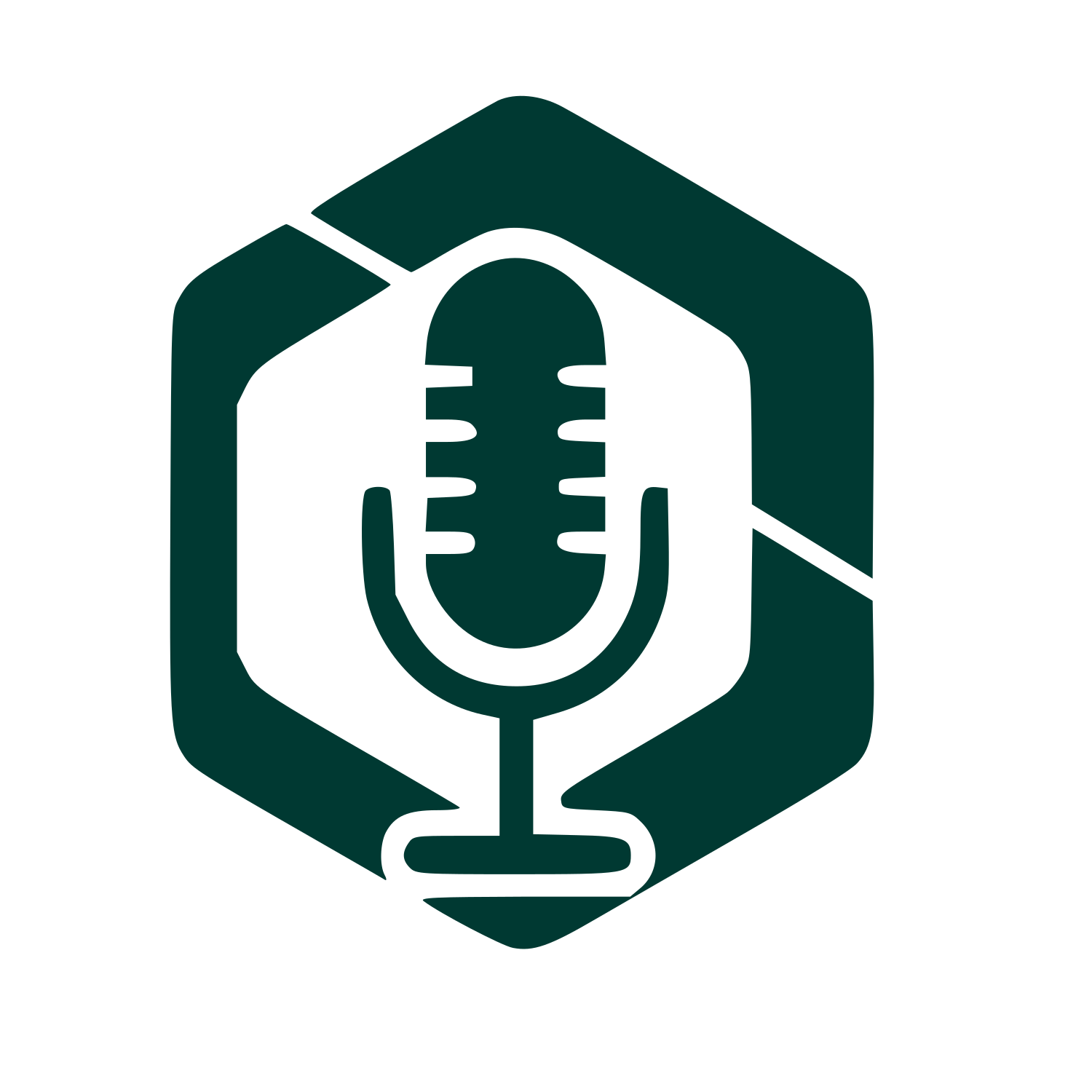Microphone Hexagon Badge Logo #003932