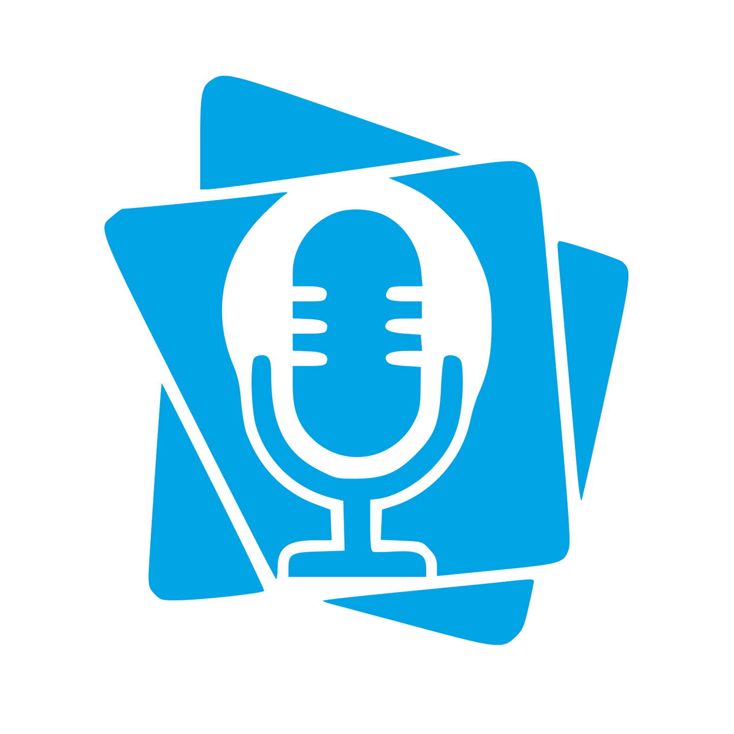 Layered Cards Podcast Mic Logo #00a3e4