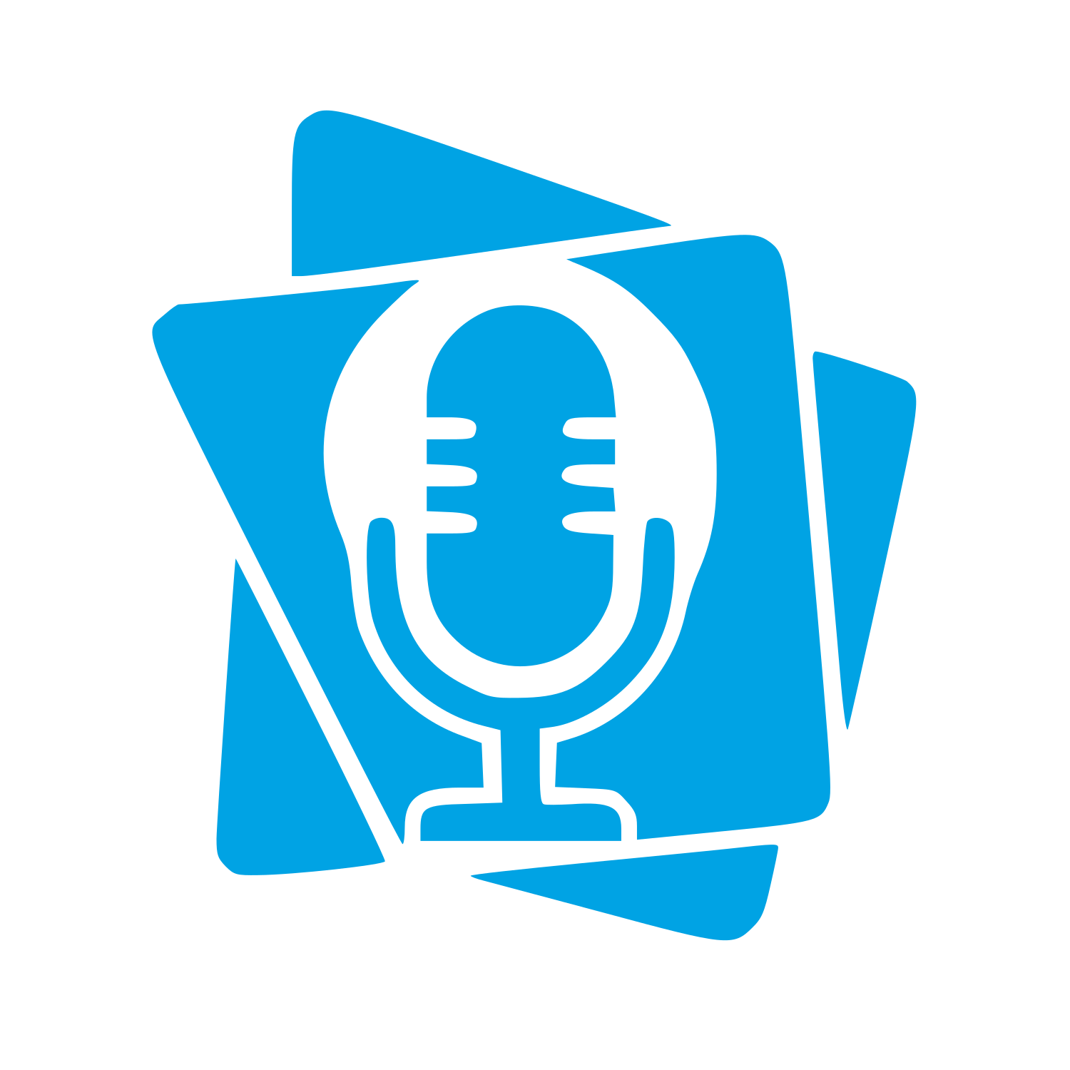 Layered Cards Podcast Mic Logo #00a3e4