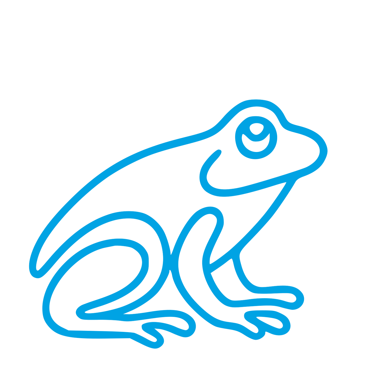Monoline Frog Sitting Logo #00a3e4