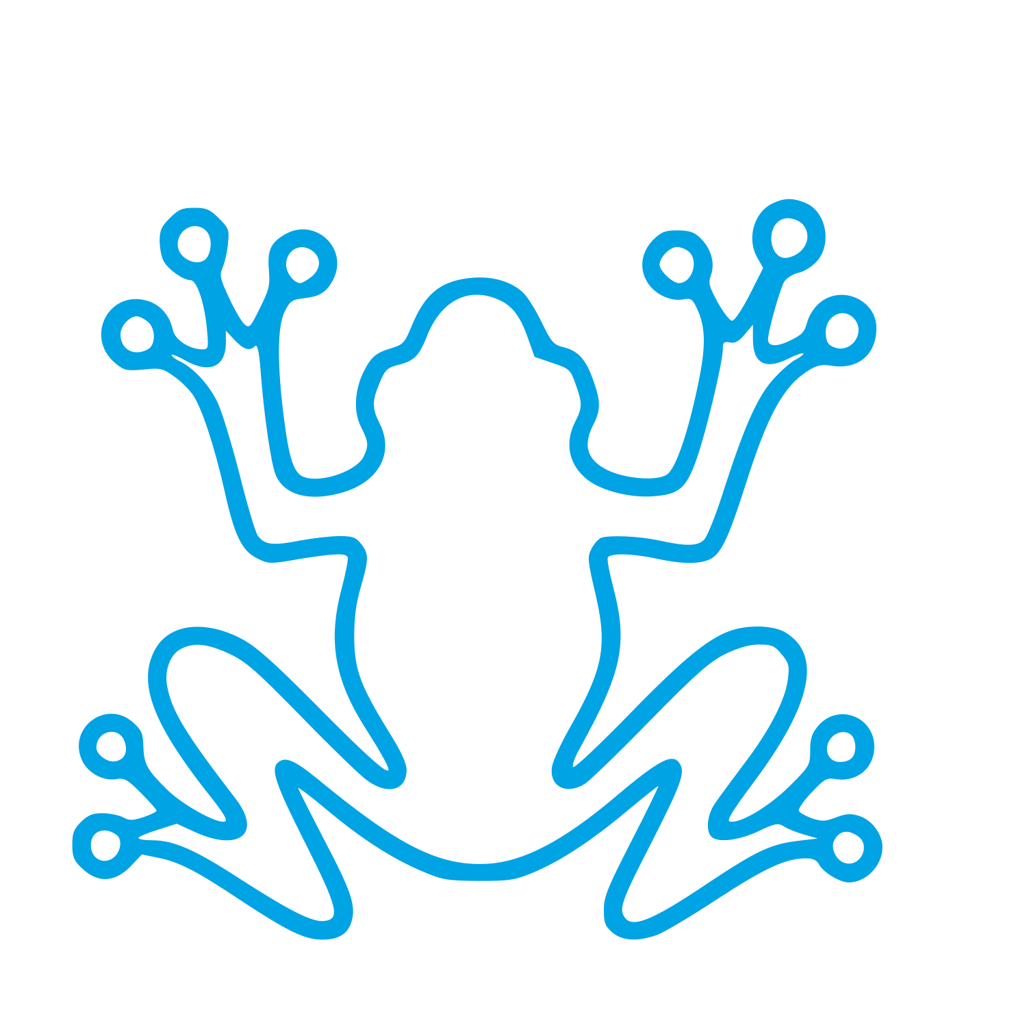 Monoline Frog Logo #00a3e4