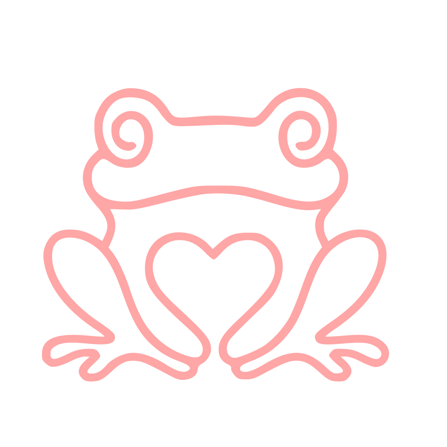 Monoline Frog Heart Logo #ffa6a6