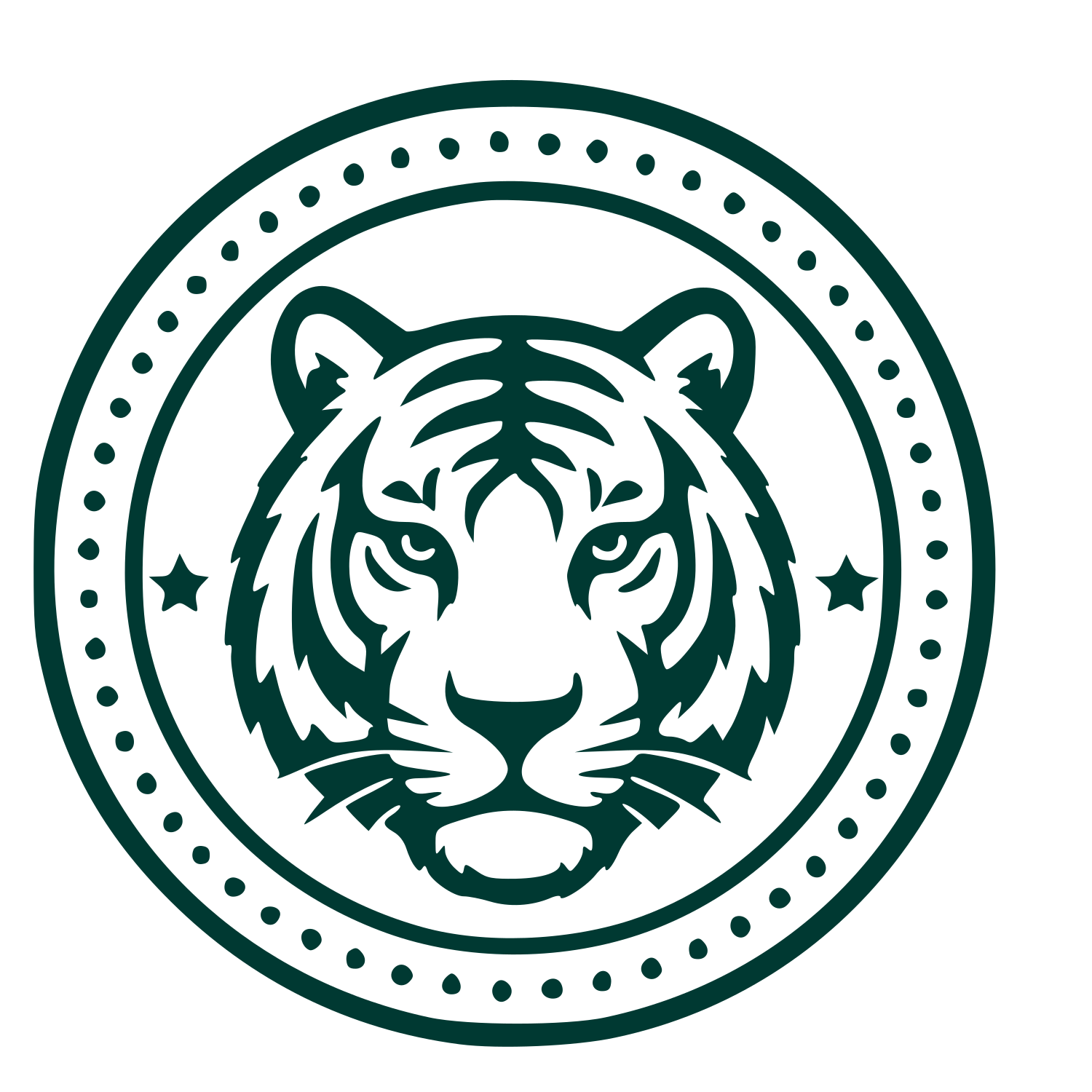 Tiger Head Stamp Badge Logo #003932