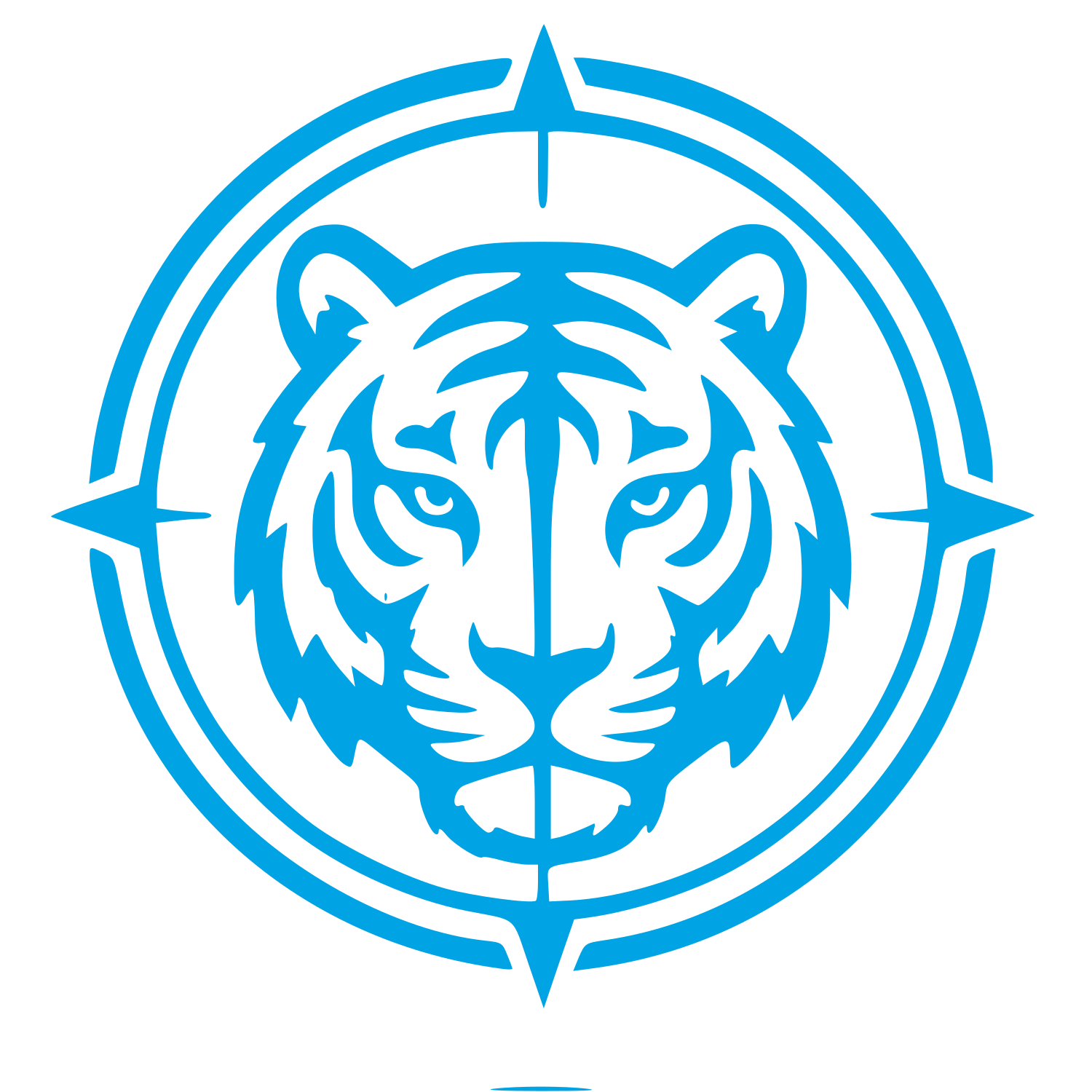 Tiger Head Crosshair Badge Logo #00a3e4