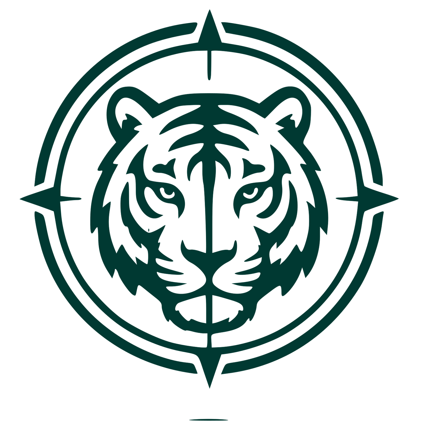 Tiger Head Crosshair Badge Logo #003932