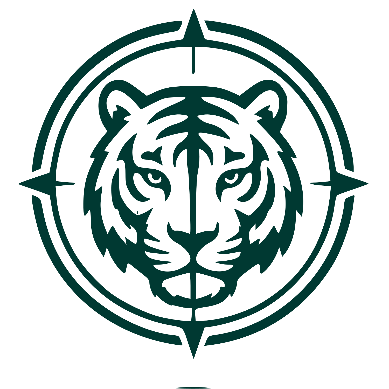 Tiger Head Crosshair Badge Logo #003932