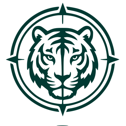 Tiger Head Crosshair Badge Logo #003932