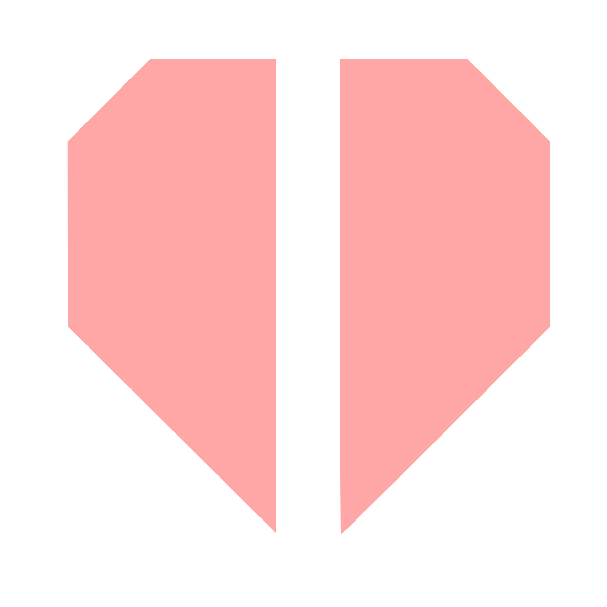 Split Heart Diamond Logo #ffa6a6