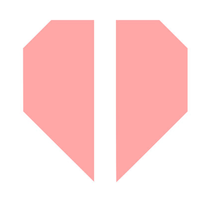 Split Heart Diamond Logo #ffa6a6