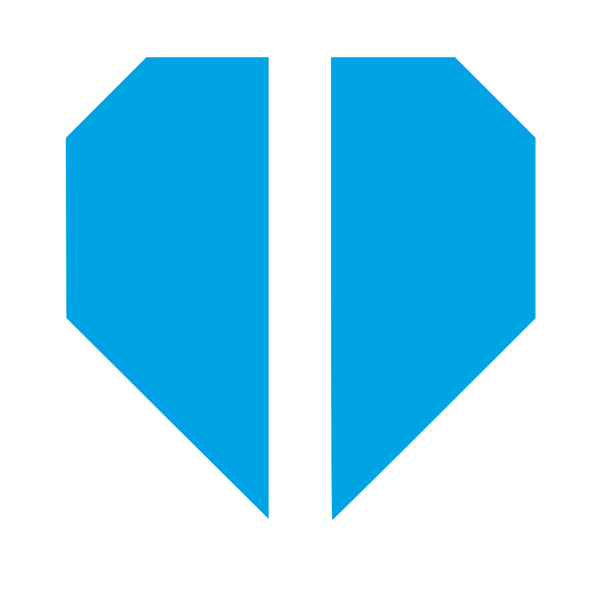 Split Heart Diamond Logo #00a3e4