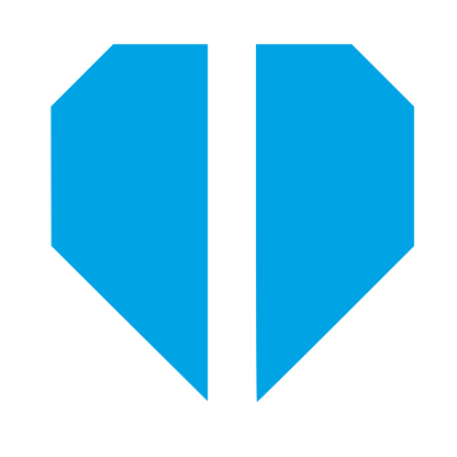 Split Heart Diamond Logo #00a3e4