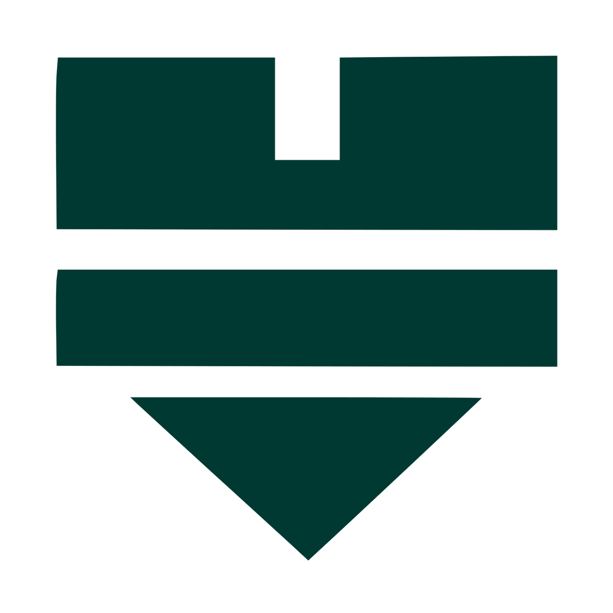 Brutalist Shield Heart Logo #003932